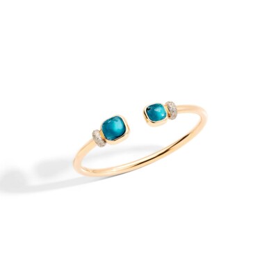 Pomellato Nudo bracelet, rose gold, 2 Blue London topaz and 38 diamonds