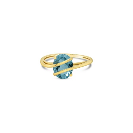 Bague Gringoire joaillerie en or jaune et topaze bleue