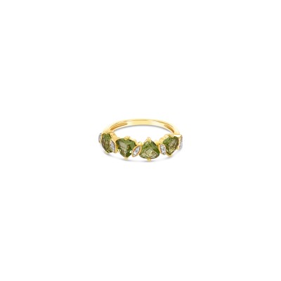 Bague Gringoire Joaillerie en or jaune, péridot et diamants