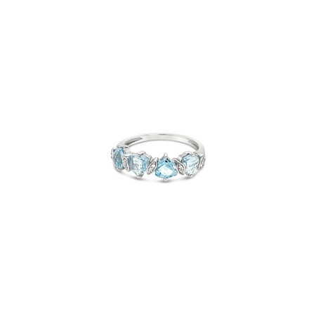 Bague Gringoire Joaillerie en or blanc, topaze bleue et diamants