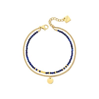 Bracelet Pixies en acier doré et lapis lazuli