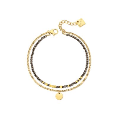 Bracelet Pixies en acier doré et pyrite