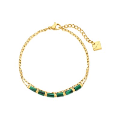 Bracelet Pixies en acier doré et malachite