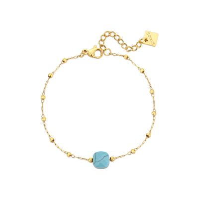 Bracelet Pixies en acier doré et turquoise