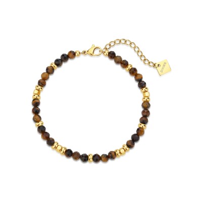 Bracelet Pixies en acier doré et oeil de tigre