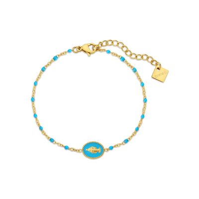 Bracelet Pixies en acier doré et résine aqua