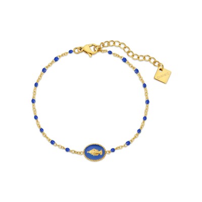 Bracelet Pixies en acier doré et résine bleu foncé