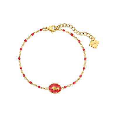 Bracelet Pixies en acier doré et résine rouge