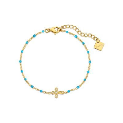 Bracelet Pixies en acier doré et résine aqua