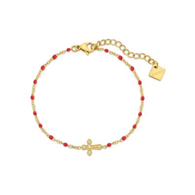 Bracelet Pixies en acier doré et résine rouge