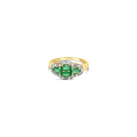 Bague Gringoire Joaillerie en or jaune, émeraude et diamants