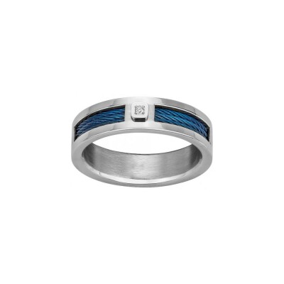 Bague Phebus en acier et diamant 0.015ct
