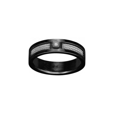 Bague Phebus en acier et diamant 0.015ct