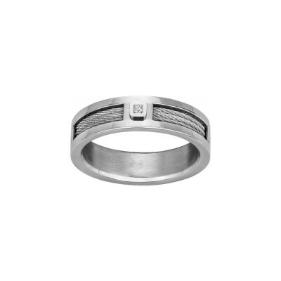 Bague Phebus en acier et diamant 0.015ct