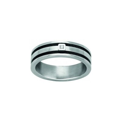 Bague Phebus en acier et diamant 0.015ct