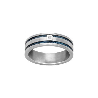 Bague Phebus en acier et diamant 0.015ct