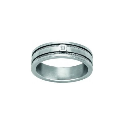 Bague Phebus en acier et diamant 0.015ct