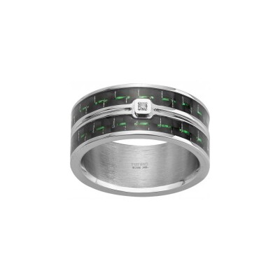 Bague Phebus en acier et diamant 0.015ct