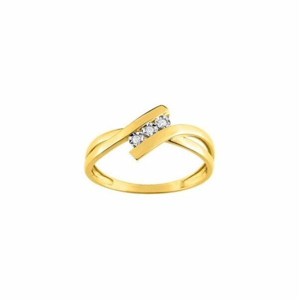 Bague trilogie de diamants de 0.03ct en or jaune et or blanc