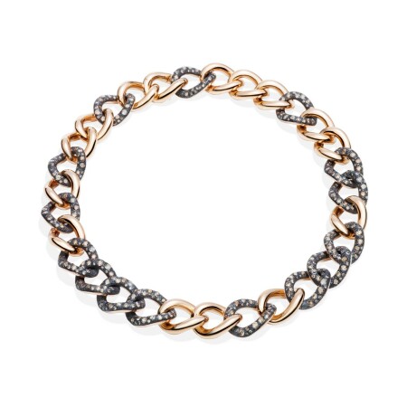 Pomellato Catene necklace, burnished silver and brown diamonds