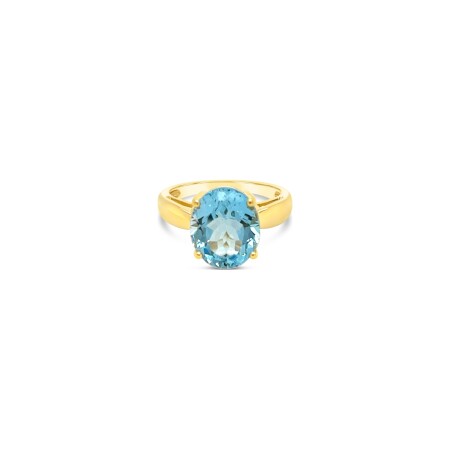 Bague Gringoire Joaillerie en or jaune et topaze bleue