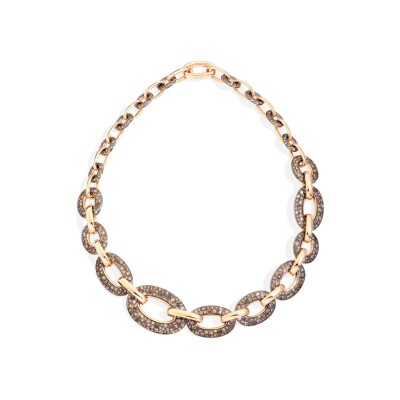 Collier Pomellato Catene en or rose, or rose rhodié noir et diamants bruns