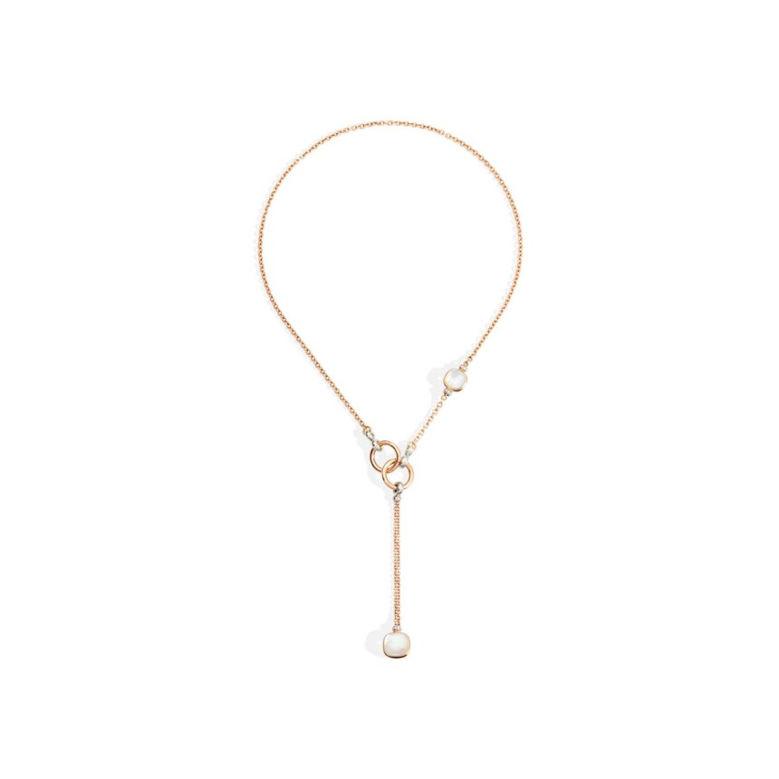 Collier Pomellato Nudo en or rose, or blanc, nacre, topazes blanches et diamants