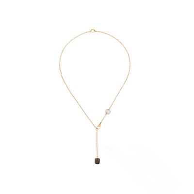 Collier Pomellato Lasso Sabbia en or rose et diamants blancs, bruns et noirs