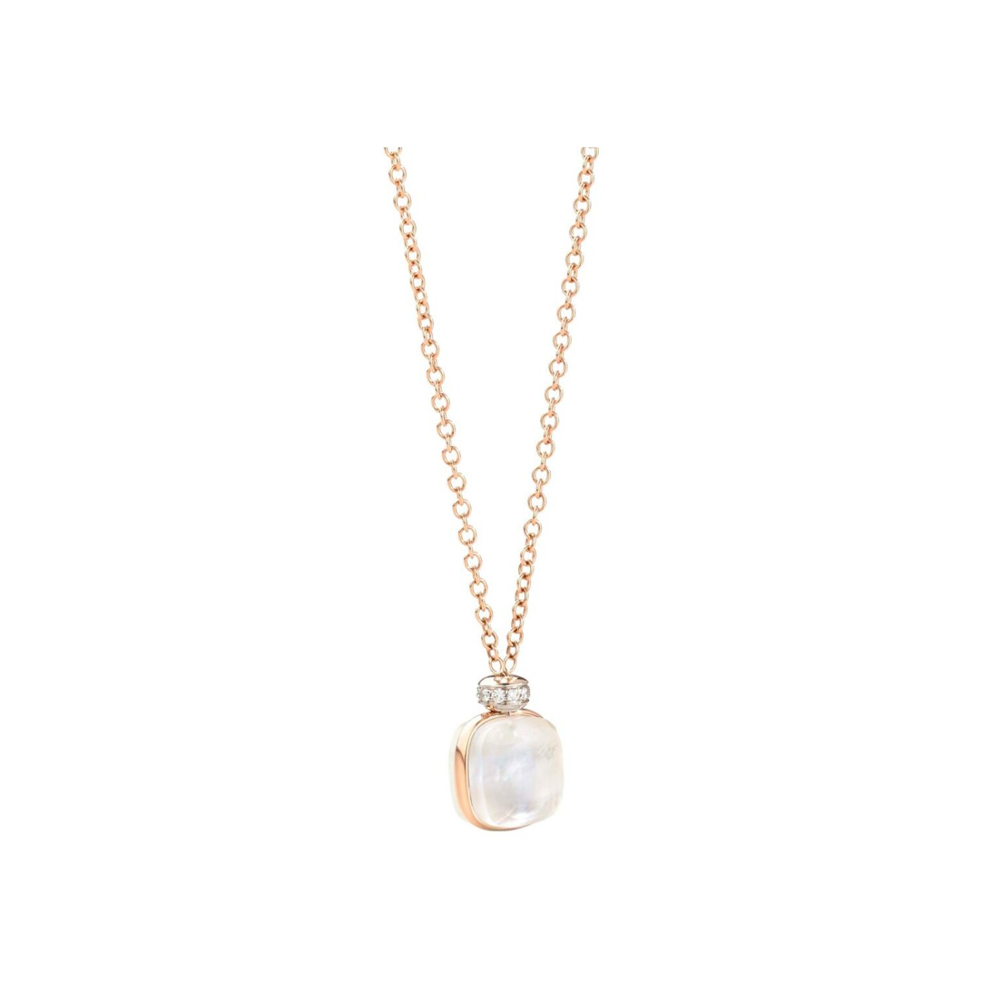 Collier Pomellato Nudo en or rose, or blanc, topaze blanche, nacre et diamants