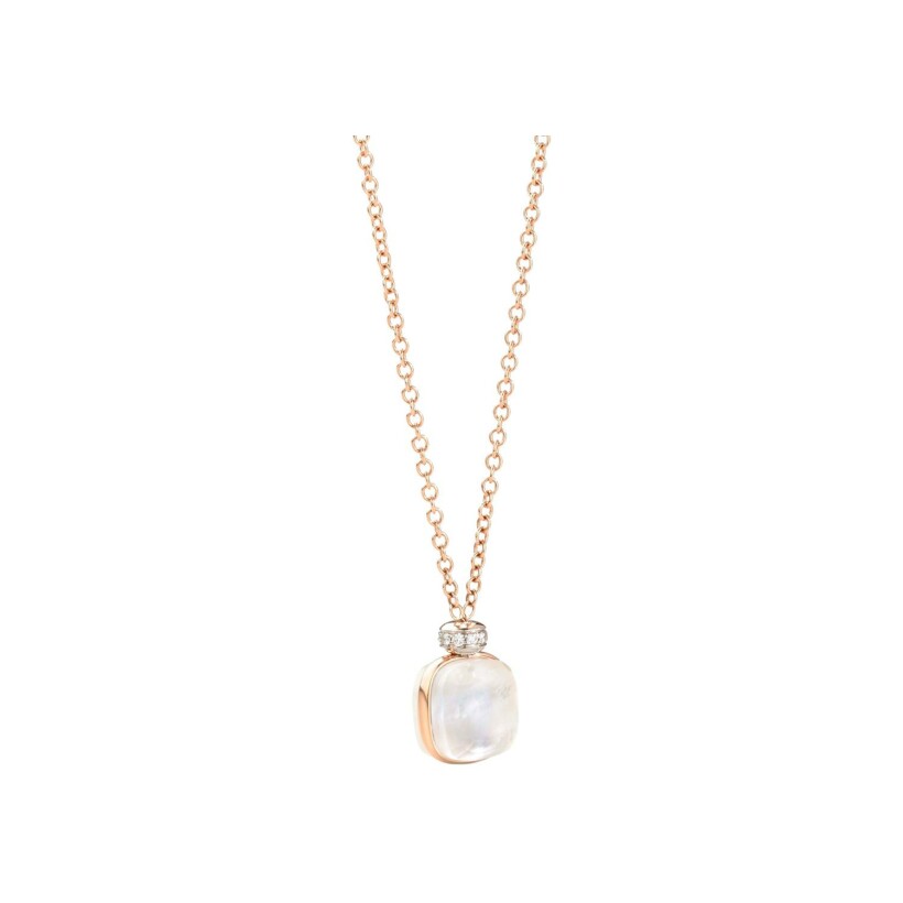Pomellato Nudo necklace, rose gold, white gold, white topaz and diamonds