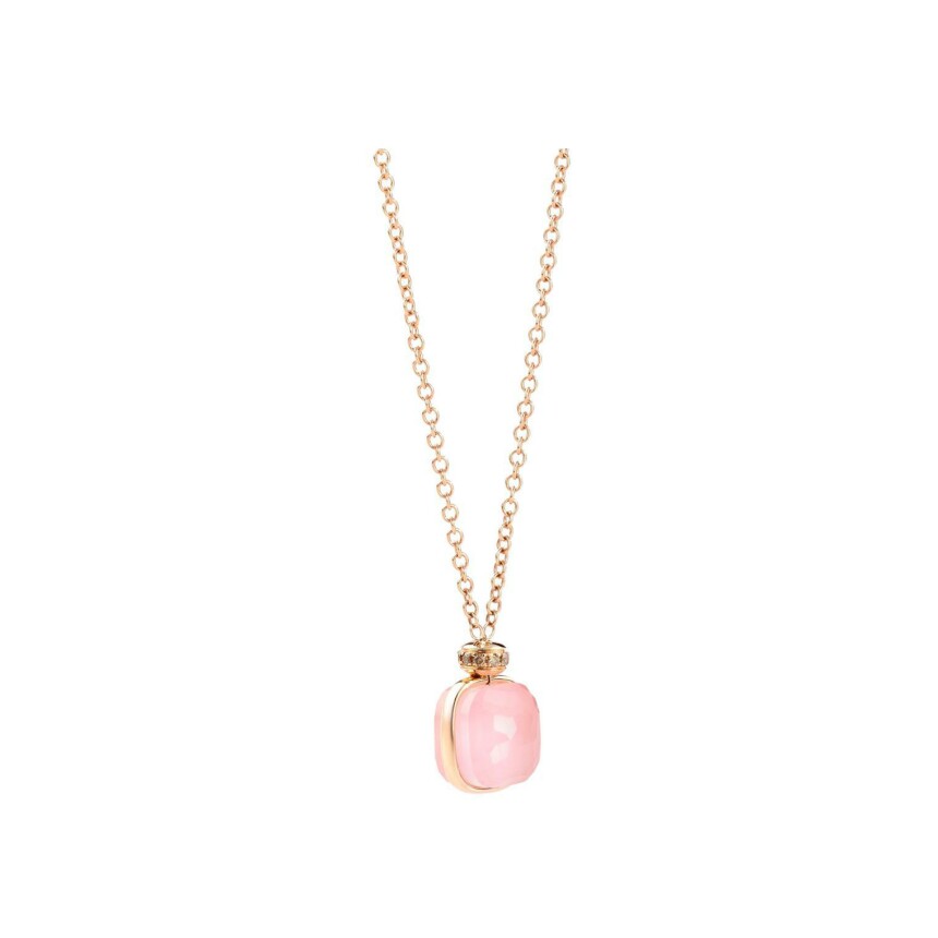 Pomellato Nudo necklace, rose gold, white gold, pink topaz, chalcedony and brown diamonds