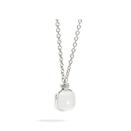 Collier Pomellato Milky de Nudo en or blanc, quartz crème et diamants