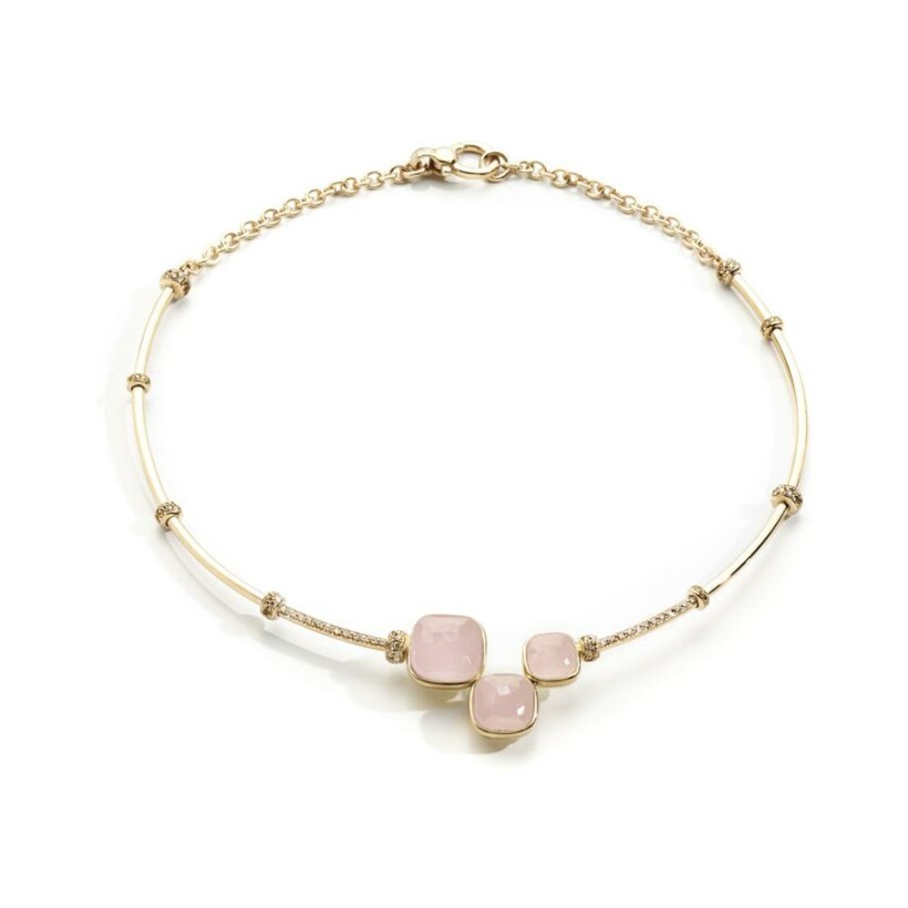 Pomellato Nudo necklace, rose gold, pink quartz, chalcedony and brown diamonds