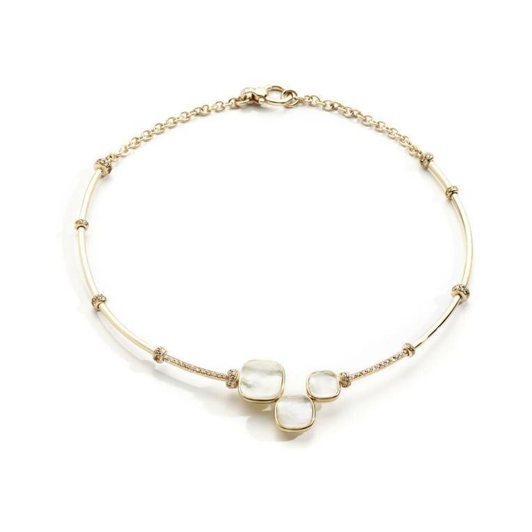 Pomellato Nudo necklace, rose gold, white topaz, mother-of-pearl and diamonds