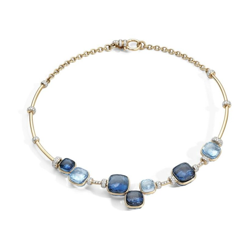 Pomellato Nudo necklace, rose gold, blue London topaz, sky blue topaz and diamonds