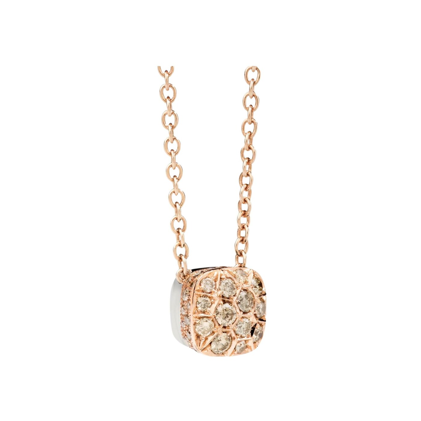 Collier Pomellato Nudo en or blanc, or rose et diamants bruns