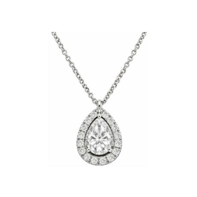 Collier Héritage en or blanc, diamant poire et diamants brillants