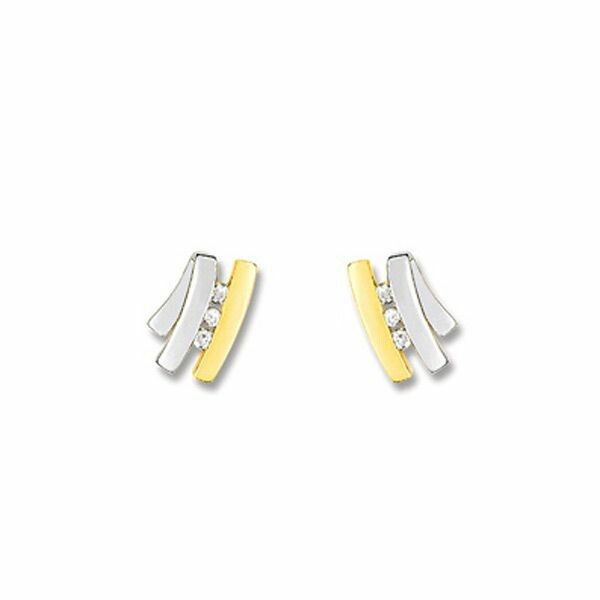 Boucles d'oreilles en or jaune, or blanc et diamants