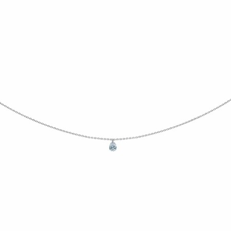 Collier LA BRUNE & LA BLONDE 360° en or blanc et diamant poire de 0.25ct