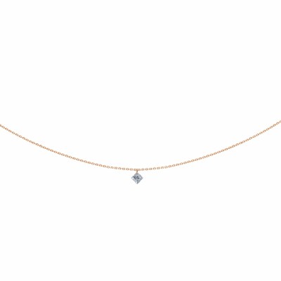 LA BRUNE & LA BLONDE 360° necklace, rose gold and 0.20ct princess-cut diamond