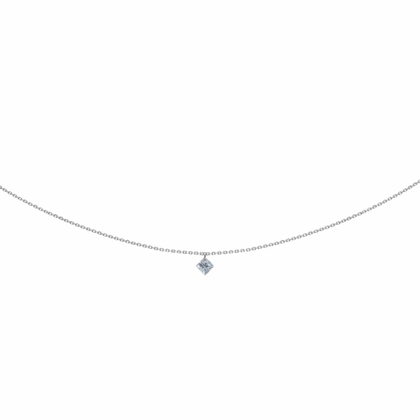 LA BRUNE & LA BLONDE 360° necklace, white gold and 0.20ct princess-cut diamond