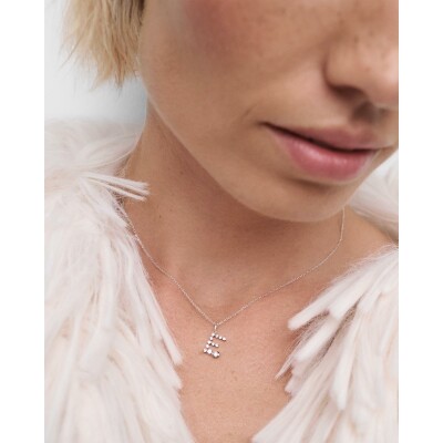 Pendentif PDPaola Fine Initial Pendants en or blanc et diamant de synthèse