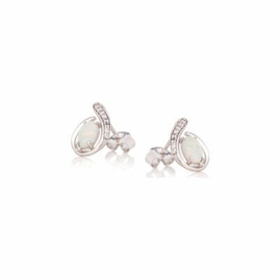 Boucles d'oreilles en argent, oxyde de ziconium et opale