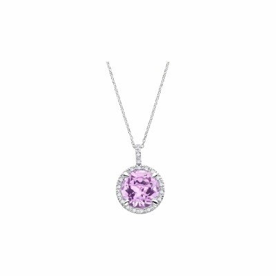 Pendentif Mauboussin Soleil d'été en or blanc, améthyste et diamants