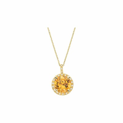 Pendentif Mauboussin Soleil d'été en or jaune, citrine et diamants