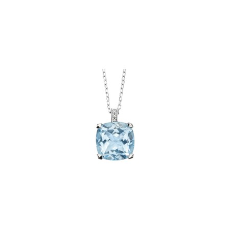 Pendentif Mauboussin Petit Visage d'Amour en or blanc, diamants et topaze bleue