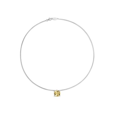 Pendentif Mauboussin Belle comme le Vent en argent, diamant  0.015 ct  et quartz lemon