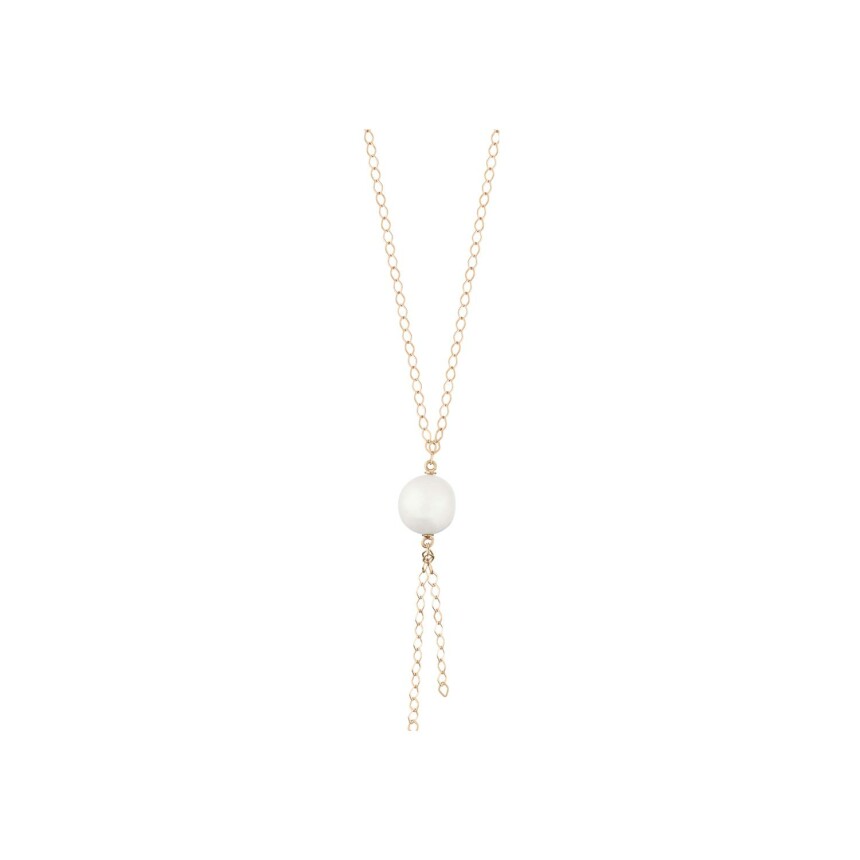 Ginette NY PEARLS Single pearl fusion necklace in pink gold and baroque pearl