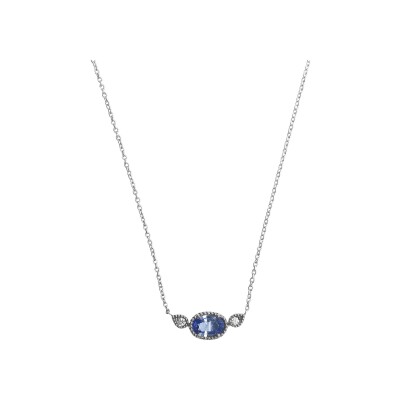 Pendentif Isabelle Barrier en or blanc, saphir et diamants naturels