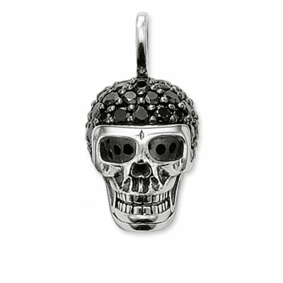 Pendentif Thomas Sabo Rebel at heart Tête de mort en argent et pavée d'oxyde de zirconium noir 